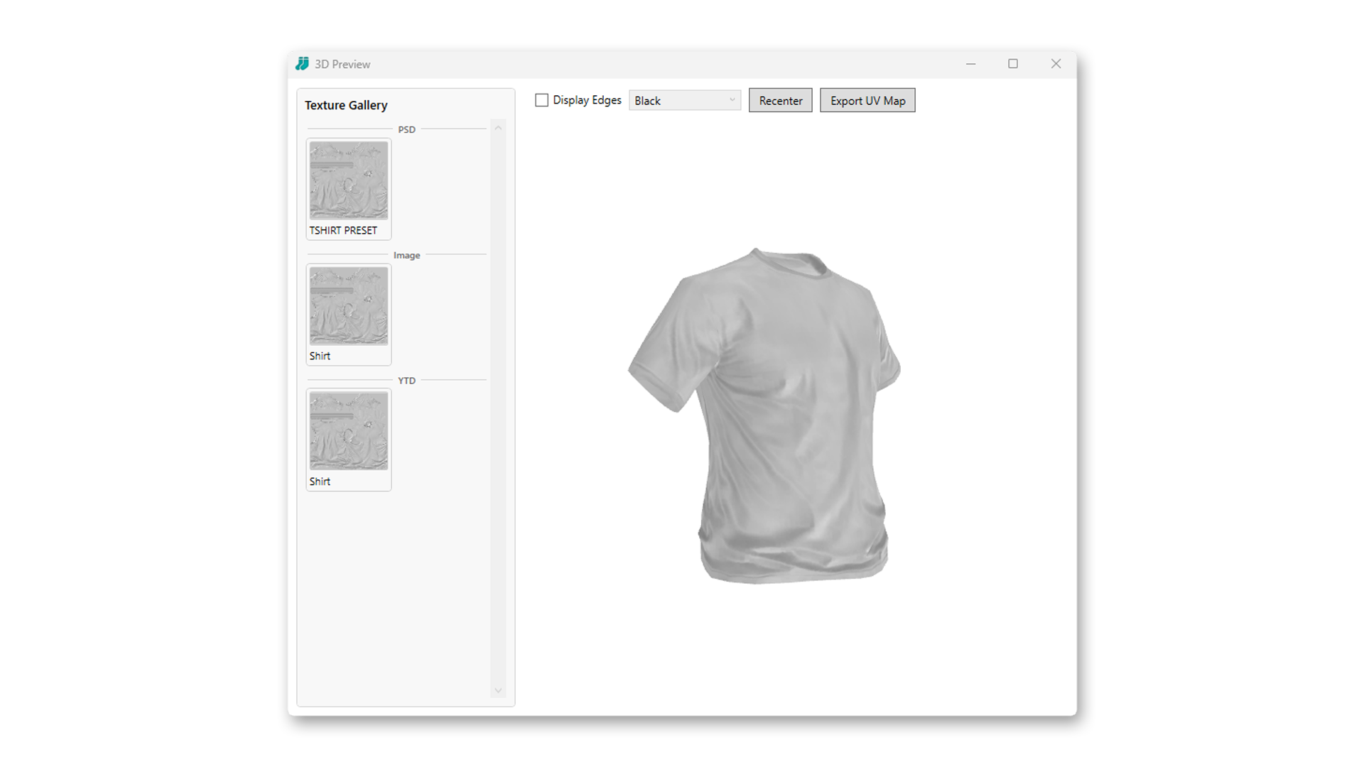 3D preview with model and textures